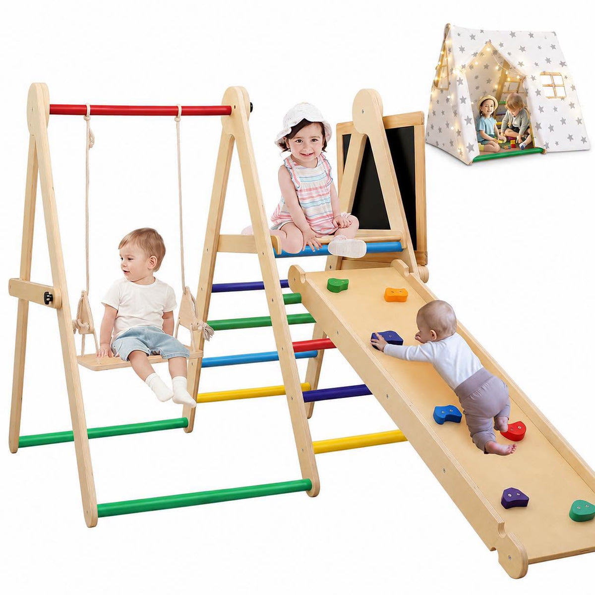 Play de madera montessori 8 en 1 para niños 1-6 años