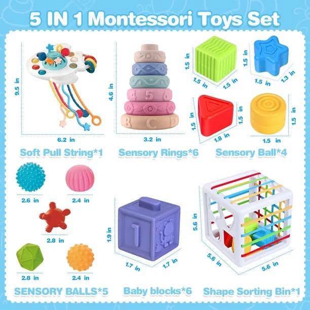 Set de juguetes para estimulación temprana 5 en 1
