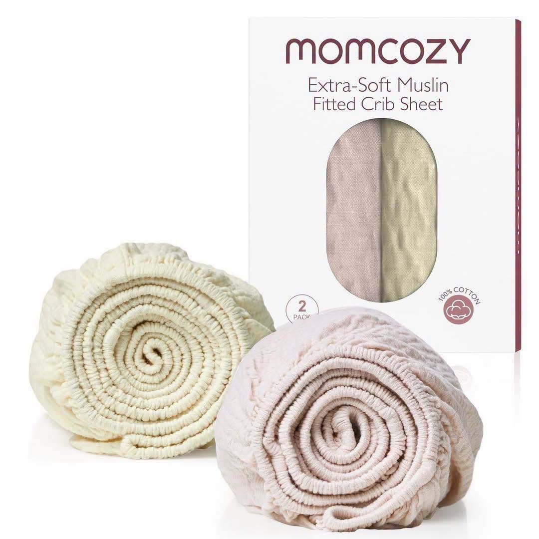 Paquete de 2 sábanas para cuna de muselina de algodón Momcozy!!!