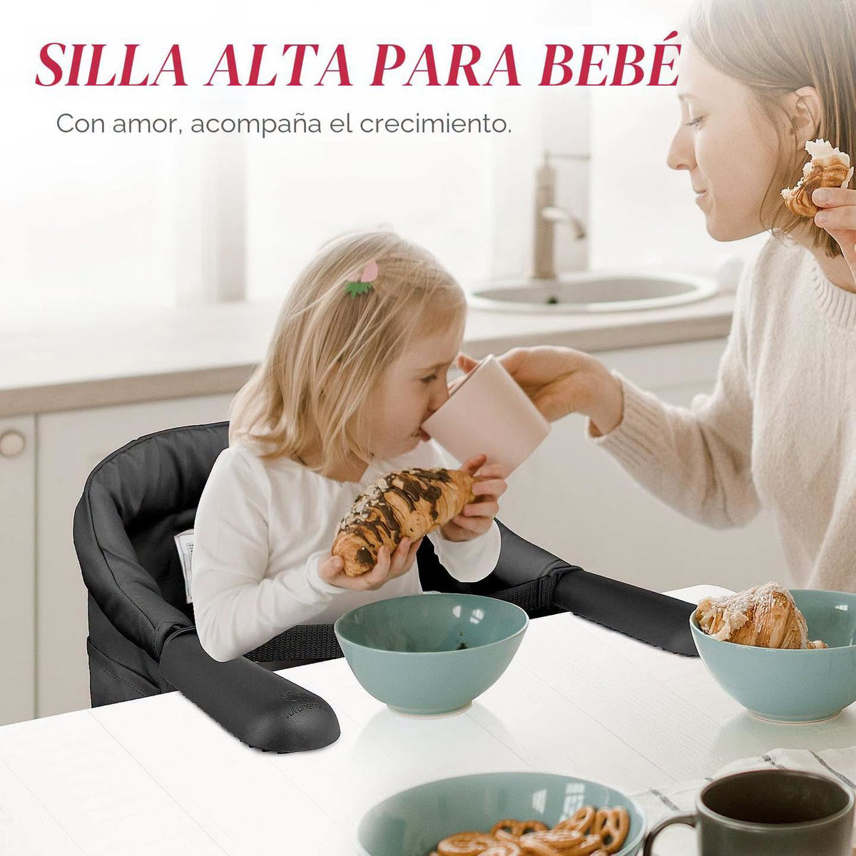 Silla alta portátil para colocar en la mesa