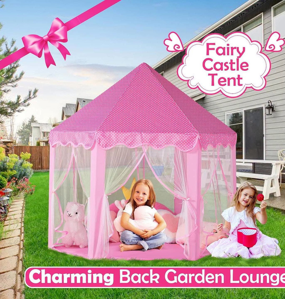 Tienda de campaña estilo princesa con luces