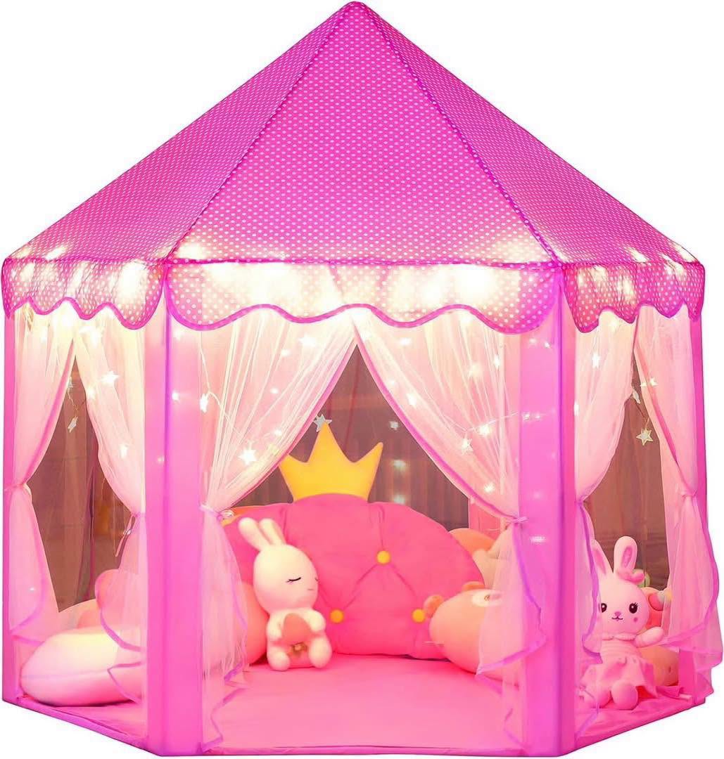 Tienda de campaña estilo princesa con luces