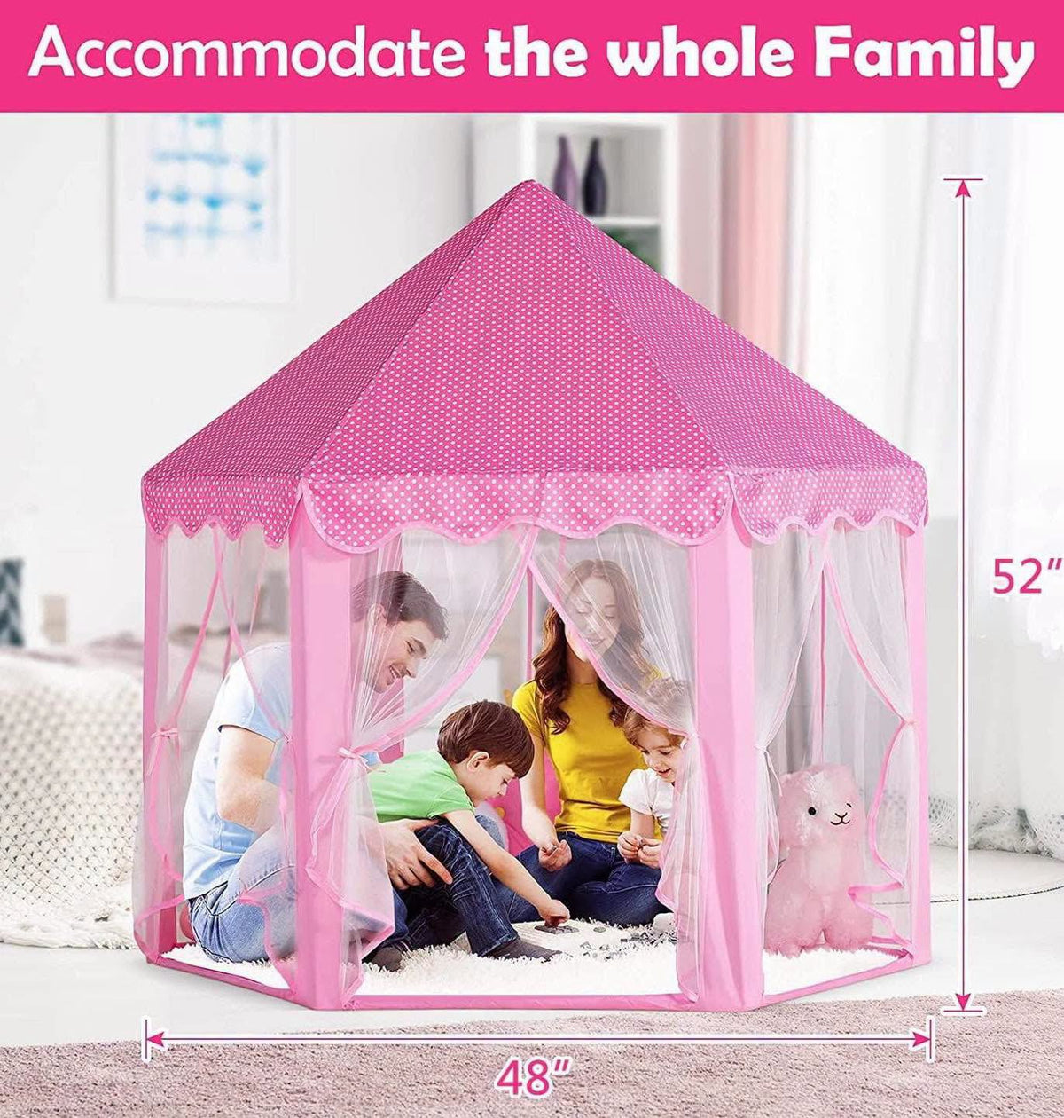Tienda de campaña estilo princesa con luces