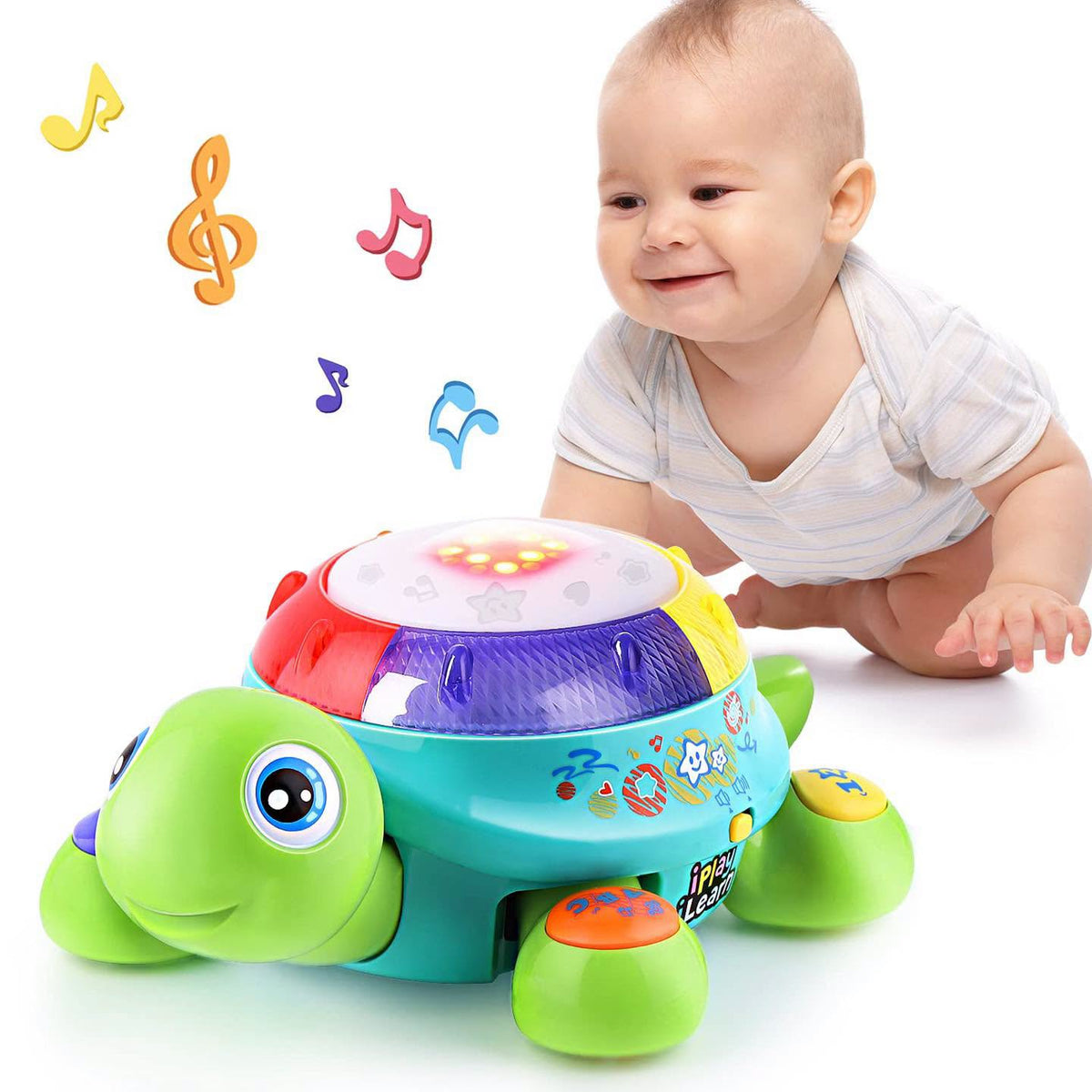 Tortuga musical bilingüe para estimular gateo en bebés 6+ meses!!