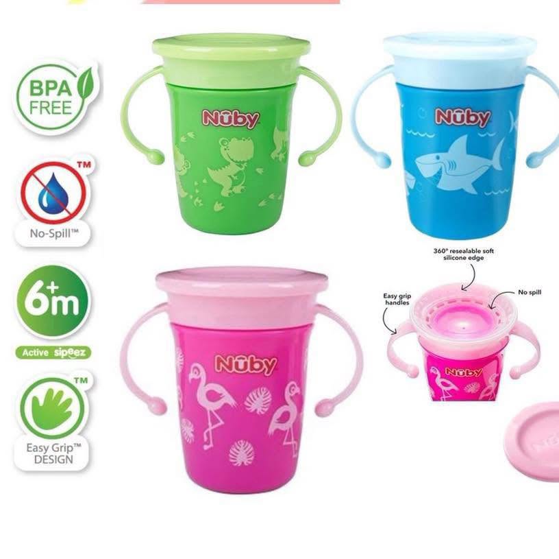Vaso de entrenamiento 360 antiderrames Nuby 230 ml