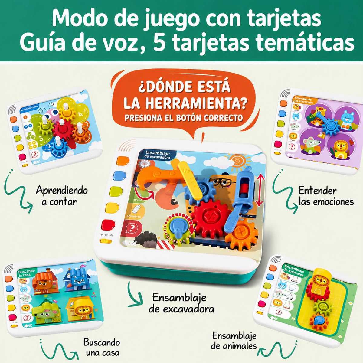 Tablero de actividades montessori 5 en 1